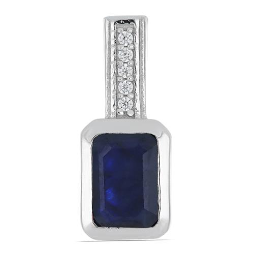 BUY 925 SILVER BLUE SAPPHIRE GEMSTONE PENDANT